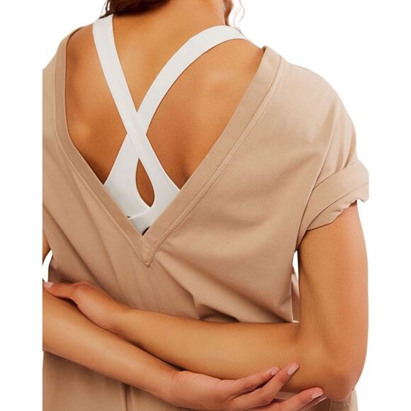 FP Movement Women's Hot Shot Tee Romper Tan Jumpsuit Size Small - Picture 9 of 10